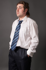 Handsome man posing in white shirt