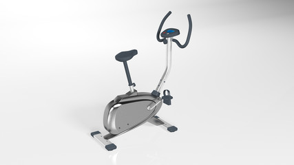 Gym bike, stepper, workout step machine, sports equipment isolated on white background