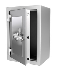 Metal safe on a white background