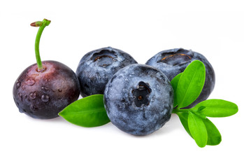 Obraz premium Heap of blueberries on white