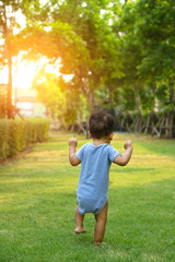 Obraz premium Toddler Asian Baby boy Walking was the first step