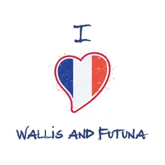 Fotobehang Wallis and Futuna Islander flag patriotic t-shirt design. Heart shaped national flag Wallis and Futuna on white background. Vector illustration. © Eugene Ga