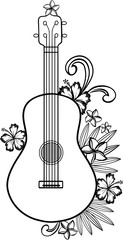 Ukulele guitar with Hawaiian flowers