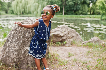 Cute african american baby girl at sunglasses