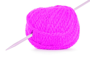 Clew of thread, tangled texture isolated on white background