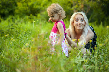 Mom was surprised, and the girl's looking for something