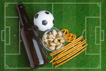 Selection of party food for watching football championship
