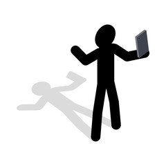 Man taking selfie photo on smartphone icon