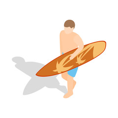 Surfer carries his surfboard icon