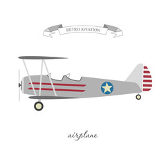 Retro pattern airplane in a flat style