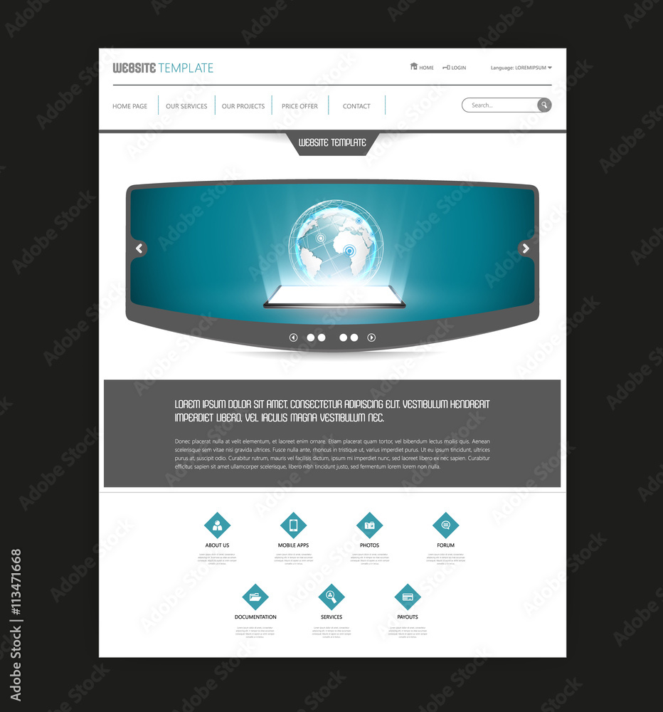 Canvas Prints clean website template, vector design