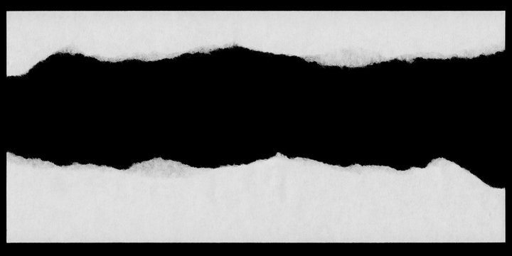 Torn White Paper Edges Isolated on Black Background