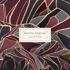 abstract template card with hand drawn mountains.