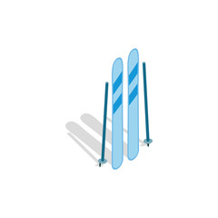 Ski equipment icon, isometric 3d style