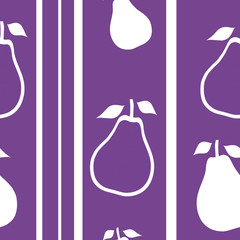 seamless purple wallpaper with white stripes and pears