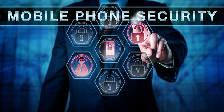 Cyber Criminal Pressing MOBILE PHONE SECURITY