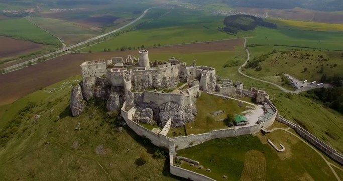 4K Aerial, Ancient Castle, Spissky Hrad in Slovakia - Graded and stabilized version. Watch also for the untouched, flat and native version, straight out of the camera