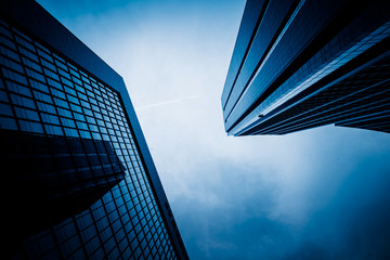 low angle view of skyscrapers,tianjin china.