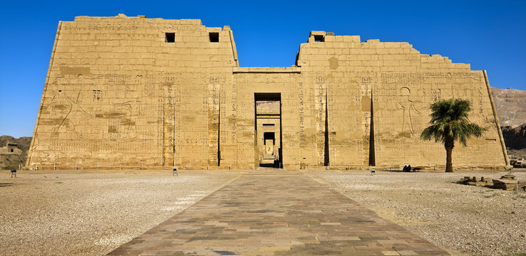 Egypt. Luxor. Medinet Habu - the First Pylon of the Mortuary Temple of Ramesses III