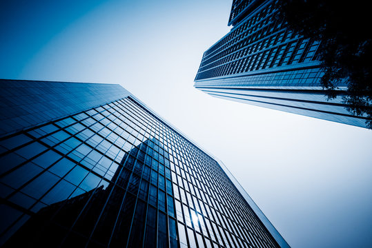 Fototapeta low angle view of skyscrapers,tianjin china.