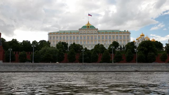view on big kremlin palace from moscow river