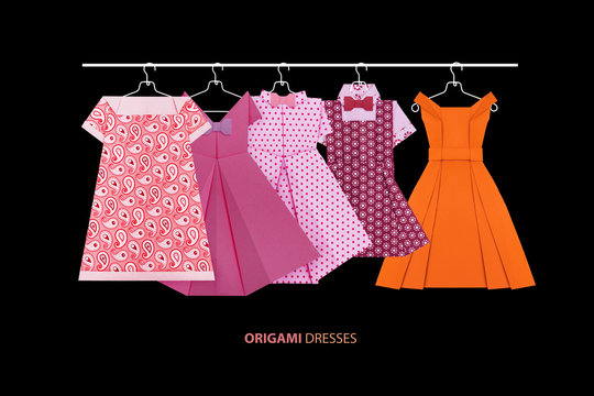 Origami paper dresses
