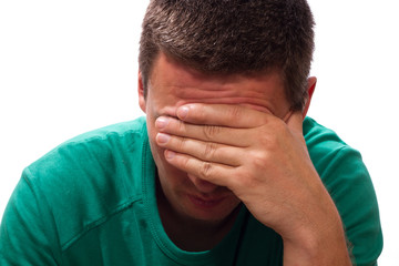 Burn-out, Mann stützt den Kopf ab