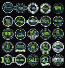 Retro vintage golden badges and labels collection