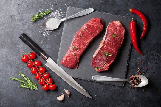 Raw striploin steak