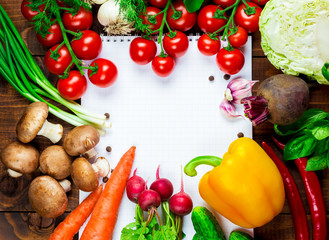 different vegetables and mushrooms