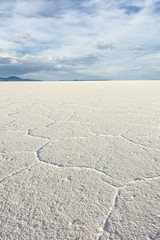 Fototapeta na wymiar Vertical perspective of white Salt Flats near Salt Lake City, Utah