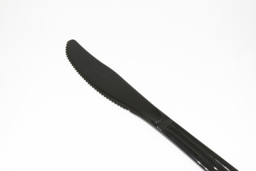 black plastic fork and knife