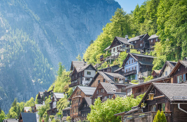 Fototapeta na wymiar Beautiful mountain village, Hallstatt, Salzkammergut, Upper Austria, Austria