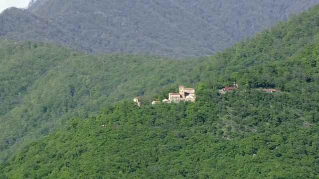 View from afar on Nekresi Convent in the green hills
