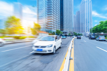 traffic in the downtown district,tianjin china.