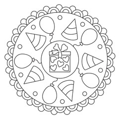 Coloring Simple Celebration Mandala