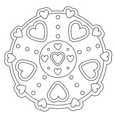 Coloring Simple Heart Mandala