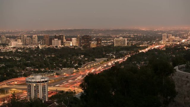 Los Angeles Freeway Sunset to Night 01 Time Lapse