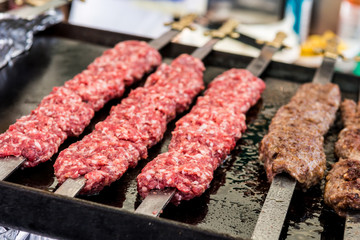 Tasty kebab on a barbaque.