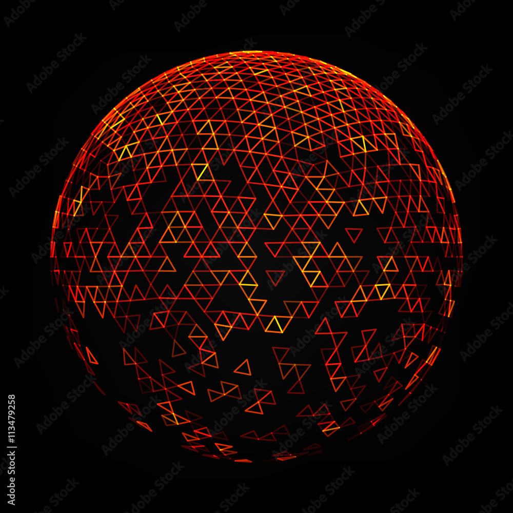 Poster vector polygonal background. illustration of abstract background with low poly sphere. abstract desi