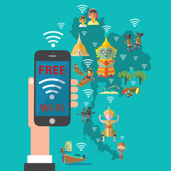 free wifi with Thailand map