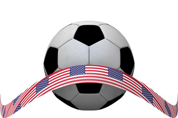 Football with USA ribbon 3D rendering