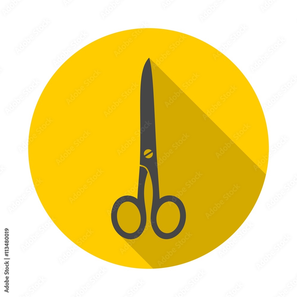 Poster scissors symbol icon with long shadow