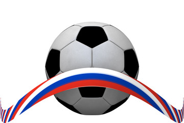 Football with russian ribbon 3D rendering