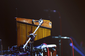 Fototapeta na wymiar Musical instruments on a stage