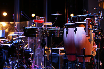 Musical instruments on a stage