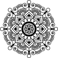 Mehndi Indian floral henna element mandala for tatoo or card.