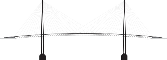 black and white profile cable - stayed bridge