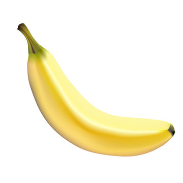 Illustration of yellow banana on a white background