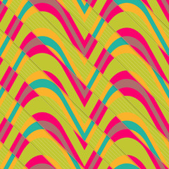 Retro 3D bulging waves diagonally cut